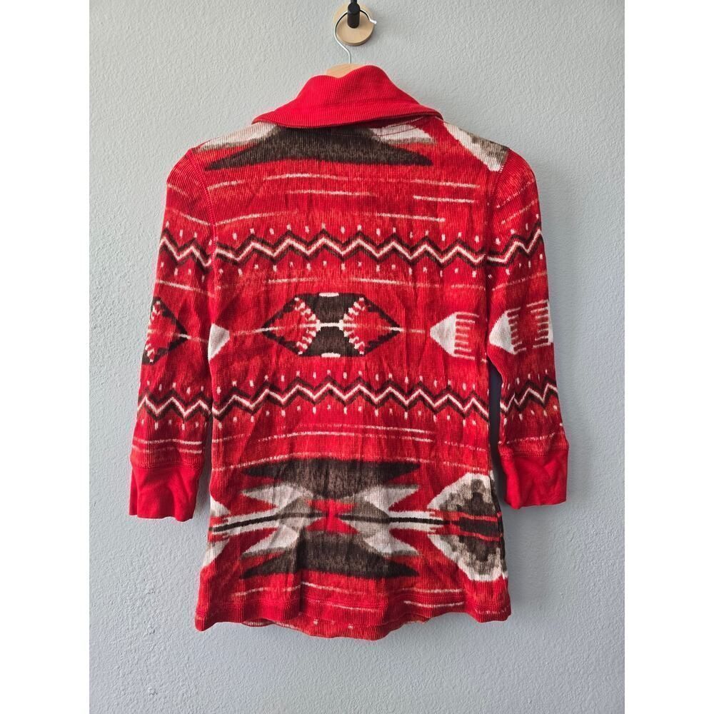 Lauren Active Ralph Lauren Red Tribal Print Zip Jacket XS – Vented Knit Winter - Picture 5 of 7